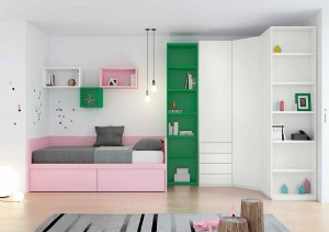muebles juveniles en zaragoza rosa verde y blanco melamina