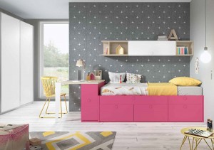 muebles juveniles en zaragoza color rosa y gris melamina