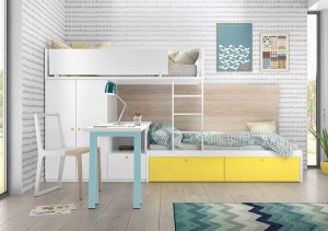 muebles juveniles en zaragoza blanco, azul y amarillo melamina