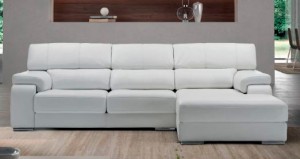 Sofá blanco tres plazas reclinable